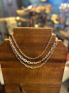 Hammered Silver Layer Necklace