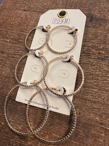 Set of 3 Rhinestone Hoops