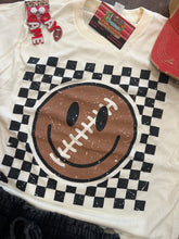 Load image into Gallery viewer, Checkered Football Smiley Tee
