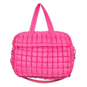 Hot Pink Puffer Weekender Bag