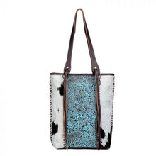 Load image into Gallery viewer, Myra Blue Ripples Leather Tote
