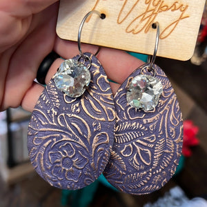 Leather Stoned Earring