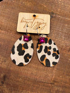 Leather Stoned Earring